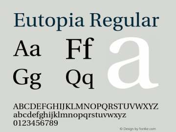 Eutopia Regular Version 001.001 Font Sample