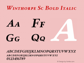 Winthorpe Sc Bold Italic Version 1.300 Font Sample