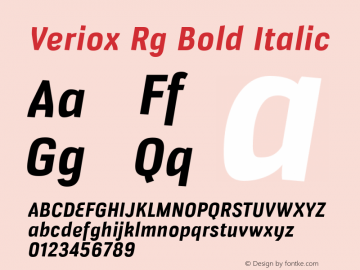 Veriox Rg Bold Italic Version 1.000图片样张