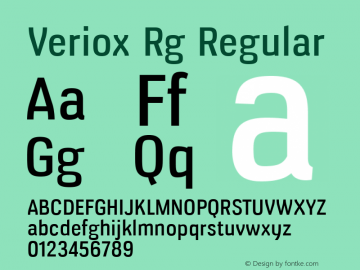 Veriox Rg Regular Version 1.000 Font Sample