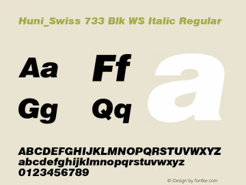 Huni_Swiss 733 Blk WS Italic Regular 1.0, Rev. 1.65  1997.06.10图片样张