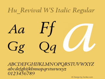 Hu_Revival WS Italic Regular 1.0,  Rev. 1.65.  1997.06.09图片样张