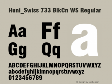 Huni_Swiss 733 BlkCn WS Regular 1.0, Rev. 1.65  1997.06.10 Font Sample