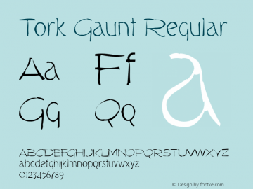 Tork Gaunt Regular Version 1.0; 2001; initial release图片样张