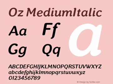 Oz MediumItalic Version 001.000图片样张