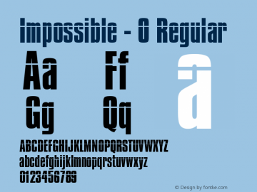 Impossible - 0 Regular Version 1.5; Font Sample