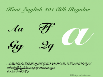 Huni_English 401 Blk Regular 1.0,  Rev. 1.65.  1997.06.09 Font Sample