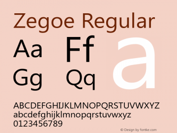 Zegoe Regular Version 5.00 Font Sample
