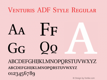 Venturis ADF Style Regular Version 1.001;PS 1.003;Core 1.0.38;makeotf.lib1.6.5960 Font Sample