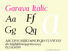 Garava Italic Version 2.30 January 17, 2009 Font Sample