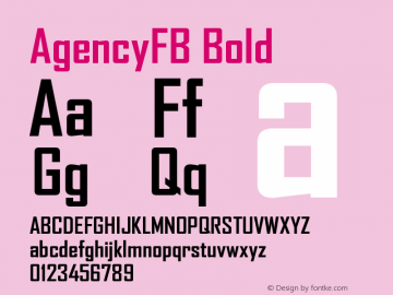 AgencyFB Bold Version 001.000图片样张