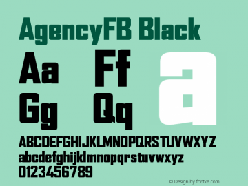 AgencyFB Black Version 001.000图片样张