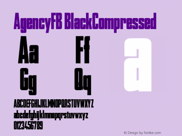 AgencyFB BlackCompressed Version 001.000图片样张