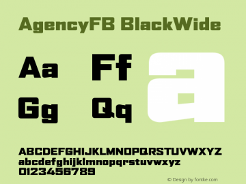 AgencyFB BlackWide Version 001.000图片样张