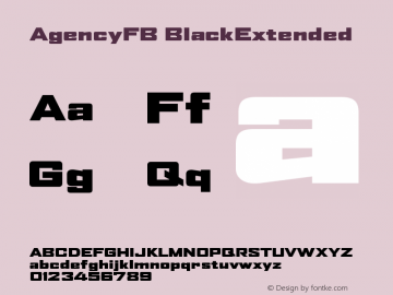 AgencyFB BlackExtended Version 001.000图片样张