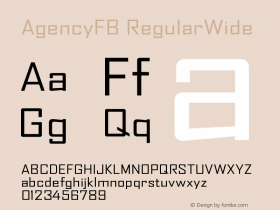 AgencyFB RegularWide Version 001.000 Font Sample