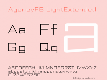 AgencyFB LightExtended Version 001.000图片样张