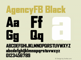 AgencyFB Black Version 001.000 Font Sample