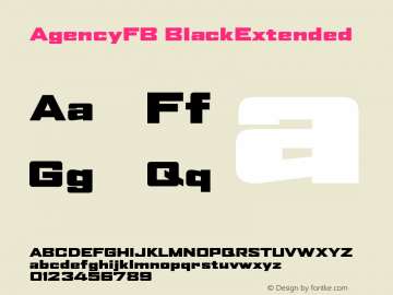 AgencyFB BlackExtended Version 001.000图片样张