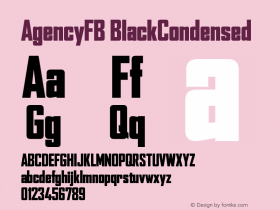 AgencyFB BlackCondensed Version 001.000 Font Sample