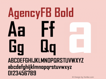 AgencyFB Bold Version 001.000图片样张