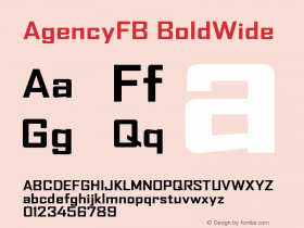 AgencyFB BoldWide Version 001.000 Font Sample