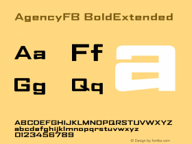 AgencyFB BoldExtended Version 001.000 Font Sample