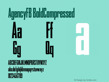 AgencyFB BoldCompressed Version 001.000图片样张