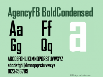 AgencyFB BoldCondensed Version 001.000图片样张