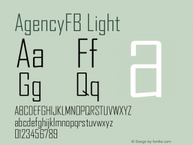 AgencyFB Light Version 001.000 Font Sample