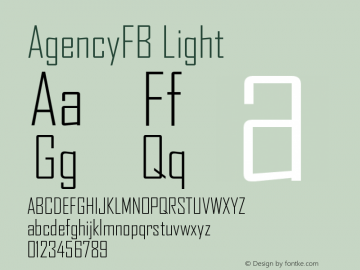 AgencyFB Light Version 001.000图片样张