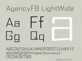 AgencyFB LightWide Version 001.000 Font Sample
