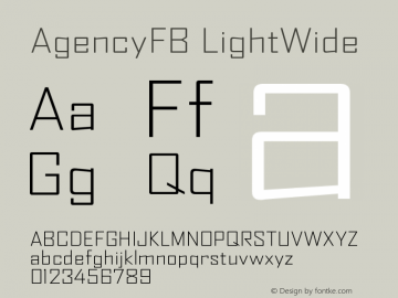 AgencyFB LightWide Version 001.000图片样张