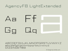 AgencyFB LightExtended Version 001.000 Font Sample