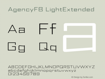AgencyFB LightExtended Version 001.000 Font Sample