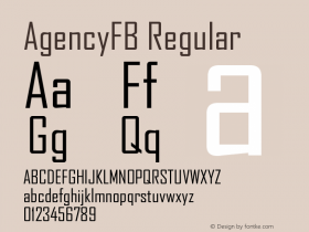 AgencyFB Regular Version 001.000 Font Sample