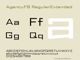 AgencyFB RegularExtended Version 001.000 Font Sample