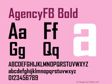 AgencyFB Bold Version 001.000图片样张