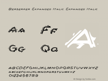 Berserker Expanded Italic Expanded Italic 001.000 Font Sample