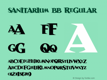 Sanitarium BB Regular Version 1.000 Font Sample