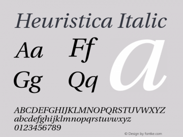 Heuristica Italic Version 0.2.1 Font Sample