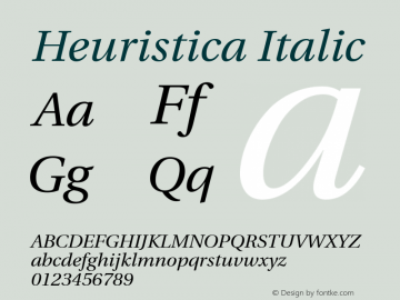 Heuristica Italic Version 0.2.1 Font Sample