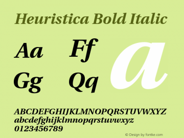 Heuristica Bold Italic Version 0.2.1 Font Sample