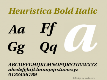 Heuristica Bold Italic Version 0.2.1 Font Sample