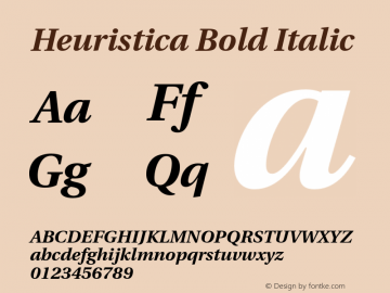 Heuristica Bold Italic Version 0.2.2 Font Sample