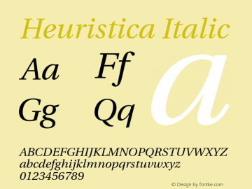 Heuristica Italic Version 0.2.2 Font Sample
