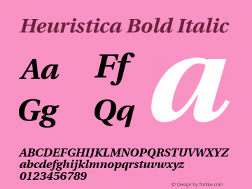 Heuristica Bold Italic Version 0.2.2 Font Sample