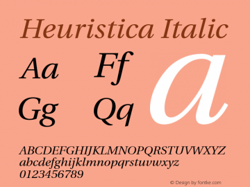 Heuristica Italic Version 0.2.2 Font Sample