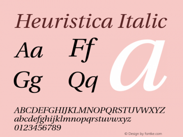 Heuristica Italic Version 0.4 Font Sample