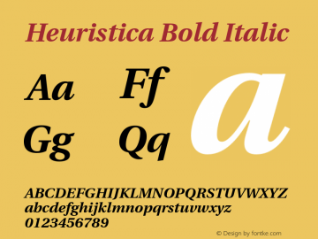 Heuristica Bold Italic Version 1.0 Font Sample